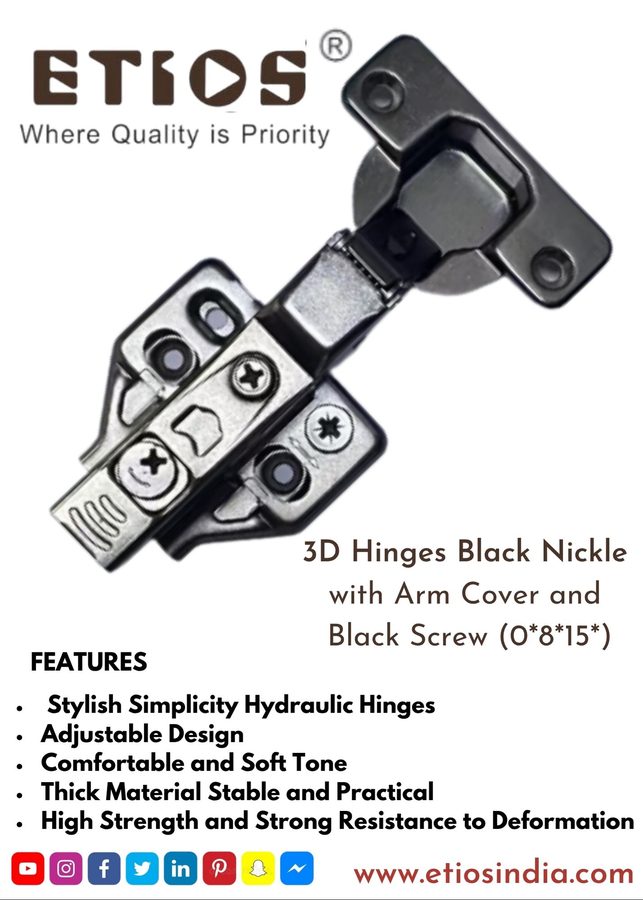 3D Profile Hinge — Black Nickel — ETIOS wholesale hardware
