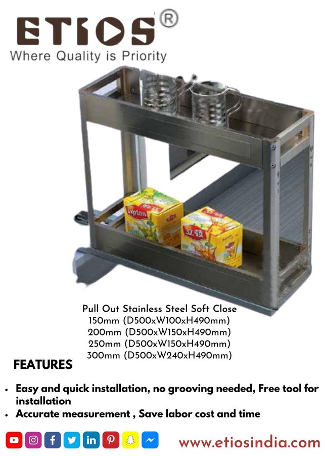 Glass Bottle Pull-Out — Side — ETIOS wholesale hardware
